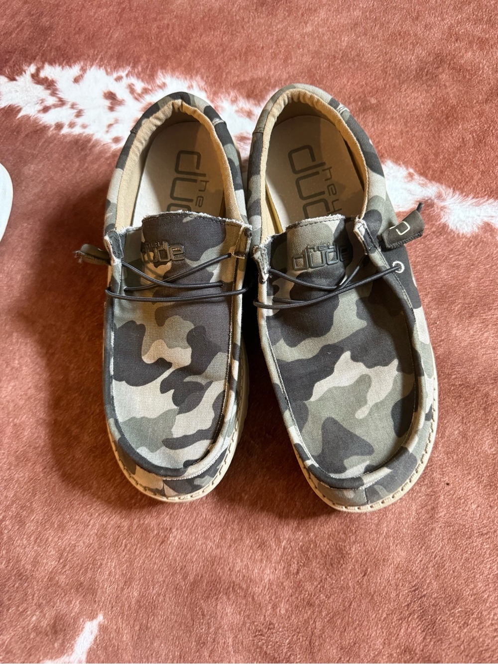 Hey Dude Camo Slip-On Moccasins - Green and Tan